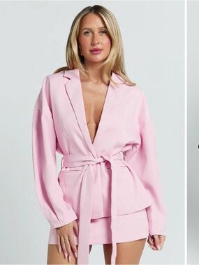 Showpo Pink Tie-Waist Blazer